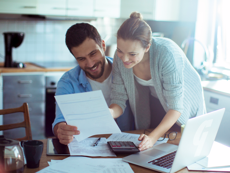 Couple paying bills