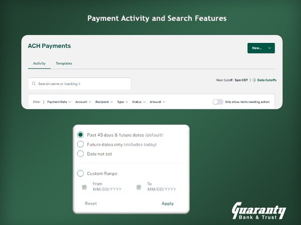 Payment Activity and Search Features