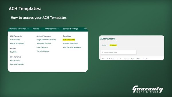How to access your ACH Templates