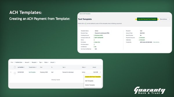 Creating an ACH Payment from Template