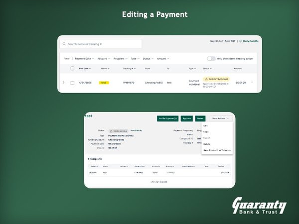 Editing a Payment